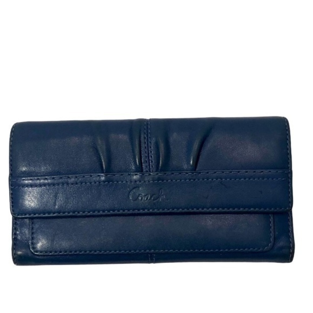 Coach Ashley blue leather checkbook wallet